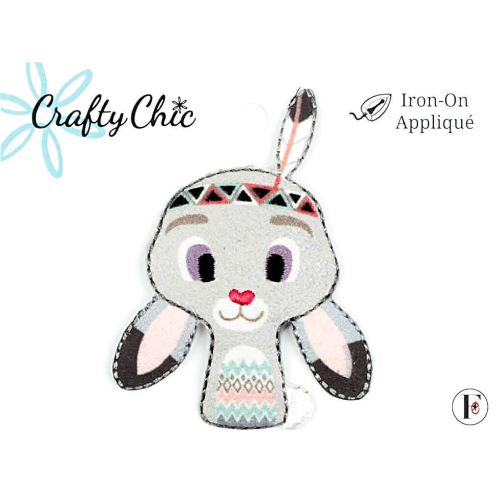 Fabric Editions Crafty Chic Iron On Patch Tribal Rabbit