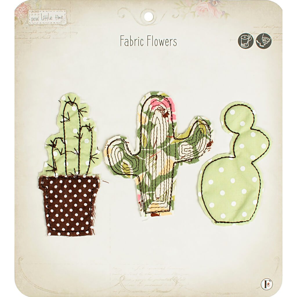 Fabric Editions Sew Little Time Sew-On Applique Cactus 3/Pkg