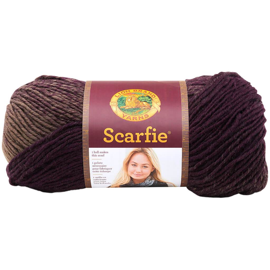 Lion Brand Scarfie Yarn Taupe/Eggplant