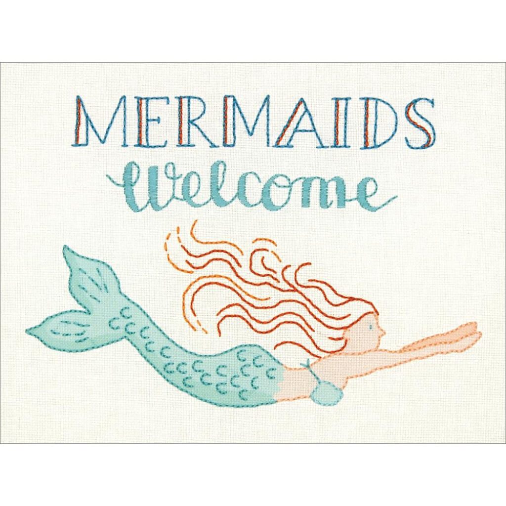 Embroidery Kit 12in x 9in Mermaids Welcome-Stitched In Thread