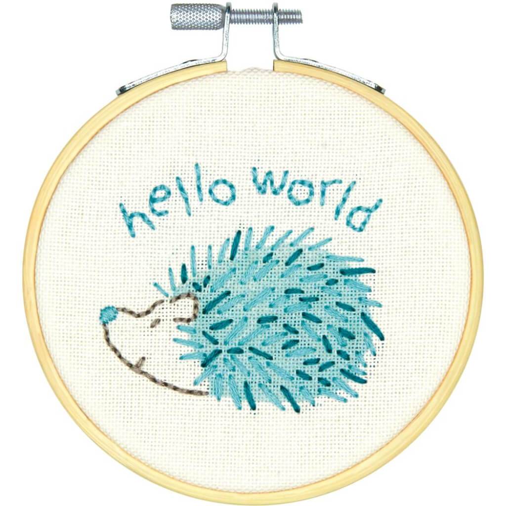 Embroidery Kit 4in Hello Hedgehog-Stitched In Thread 