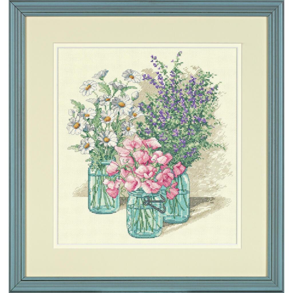 Counted Cross Stitch Kit Wildflower Trio 11inx12in 