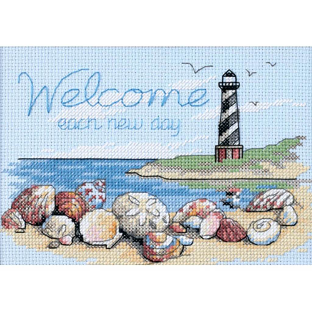 Mini Counted Cross Stitch Kit Welcome Each New Day 7inx5in