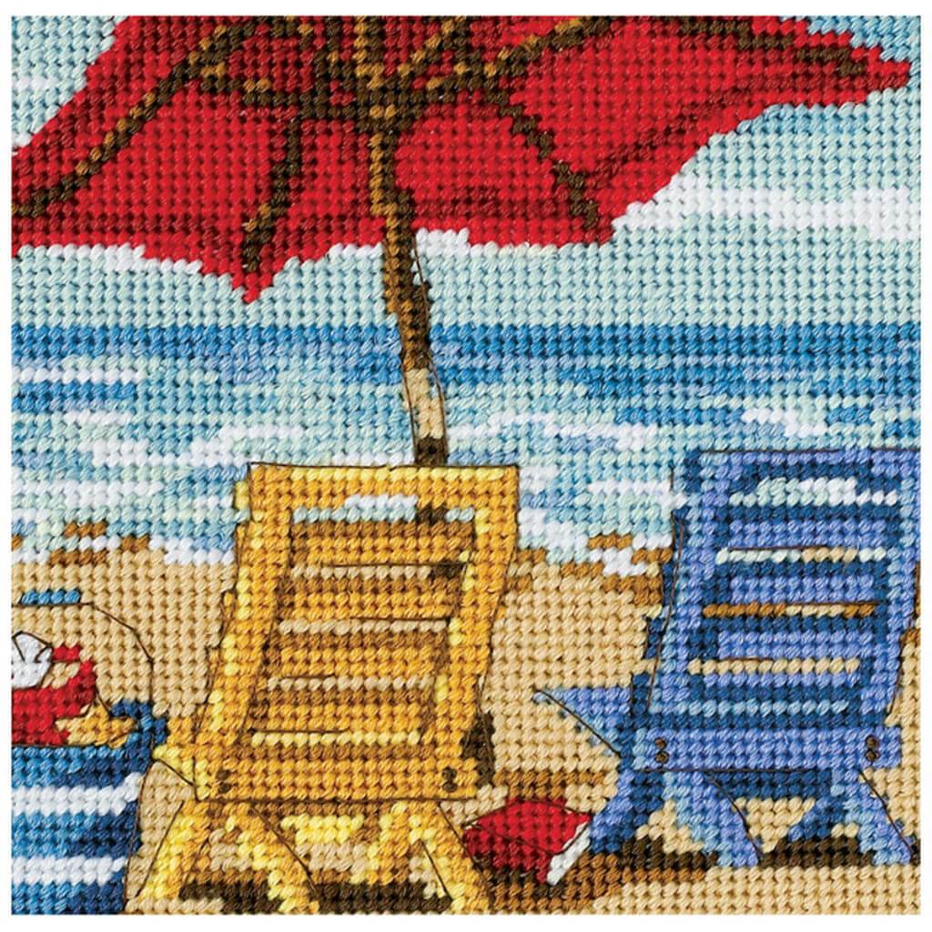 Mini Needlepoint Kit Beach Chair Duo 5inx5in 