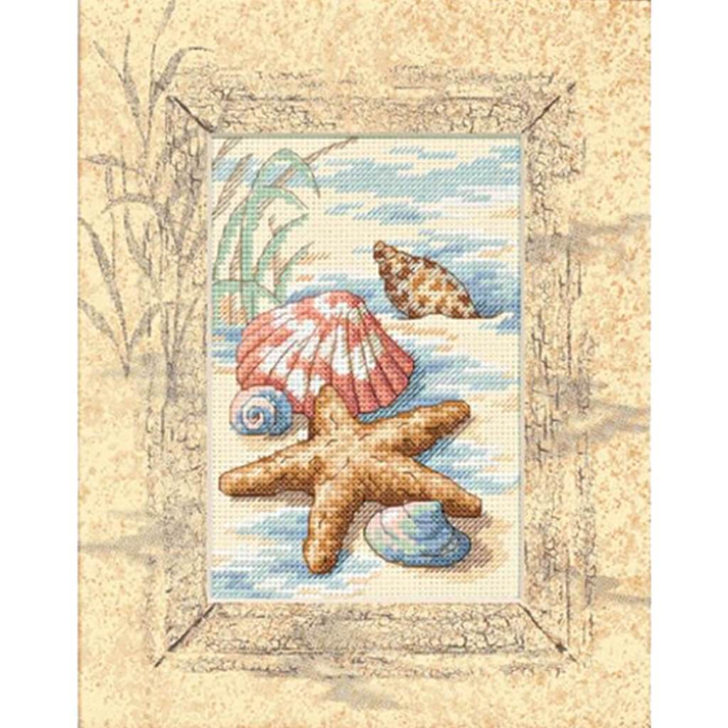 Matted Accents Shells In The Sand Counted Cross Stitch Kit 8inx10in