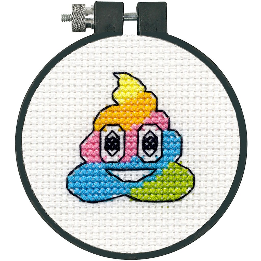 Counted Cross Stitch Kit 3in Round Unicorn Poop (11 Count)
