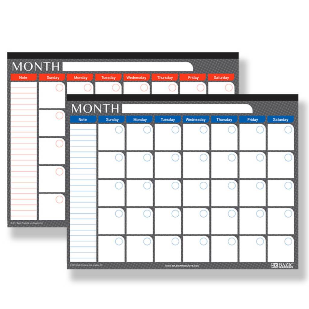 Undated 12 Month Desk Pad Calendar 17in x 22in Blue 