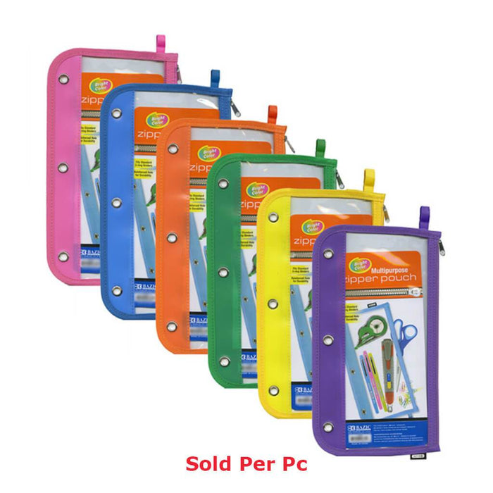 Bazic Pencil Pouch 3-Ring Clear 11.5in x 6.5in