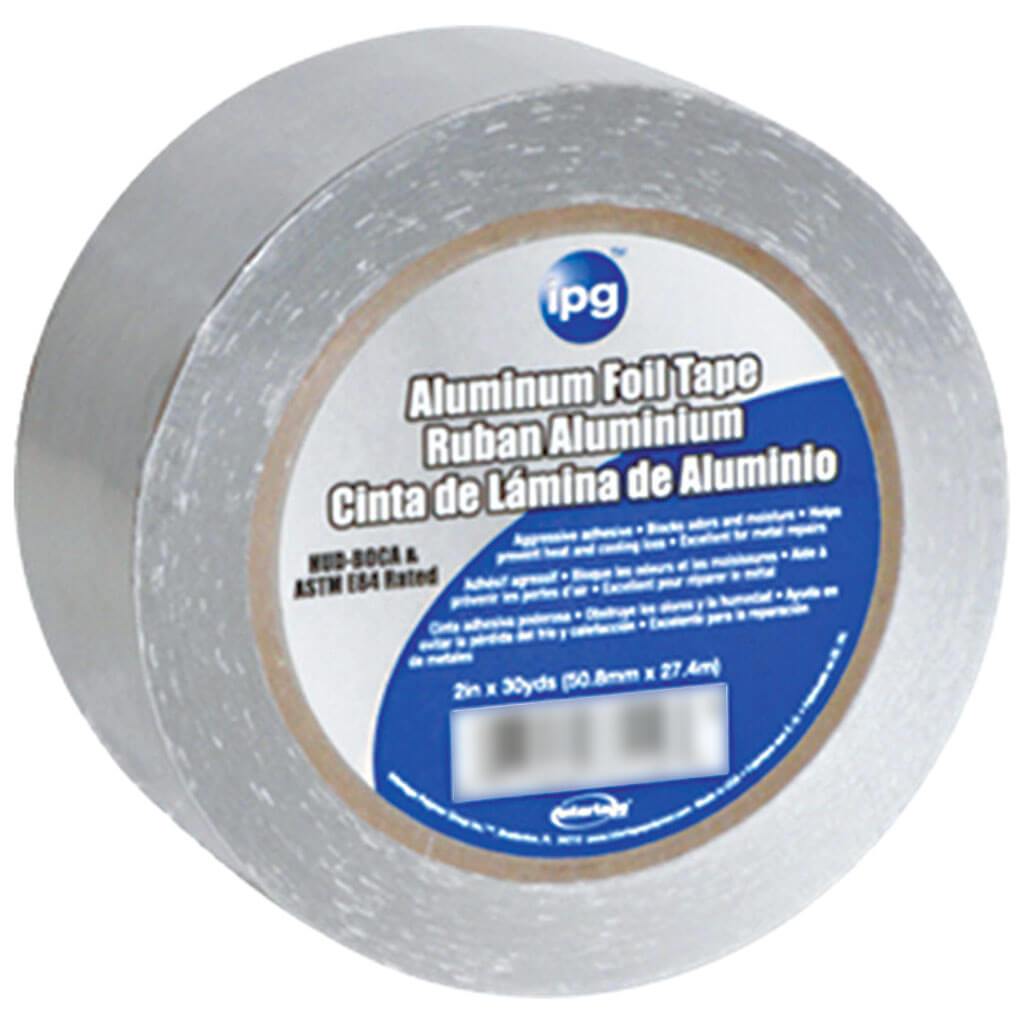 Foil Tape, 30ydL, 2inW, 1-1/2mil Thick, Rubber Adhesive