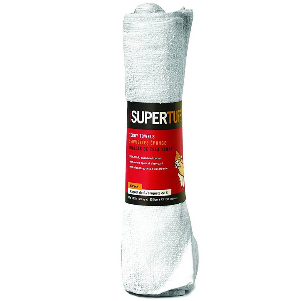 Trimaco SUPERTUFF Terry Cloth Towel, 17inL, Cotton, White