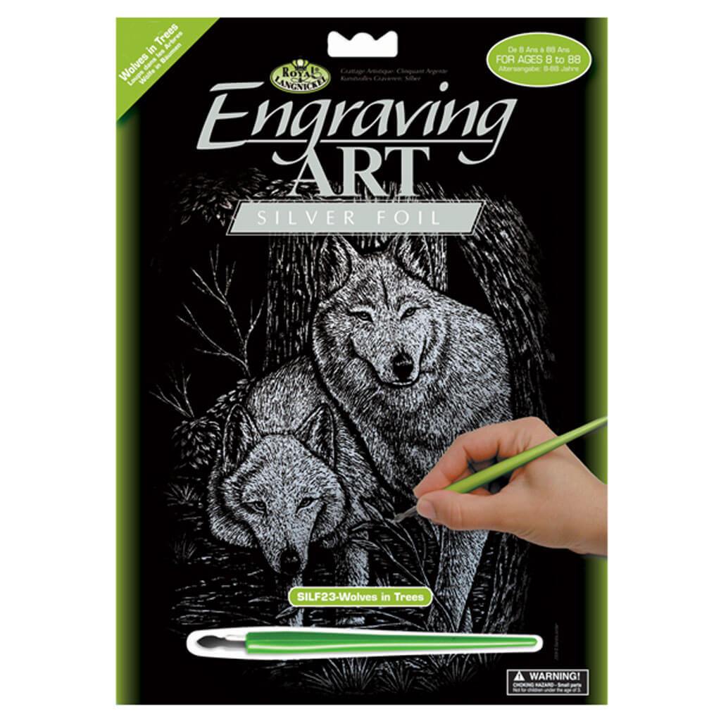 Engraving Wolves In Tre Silver