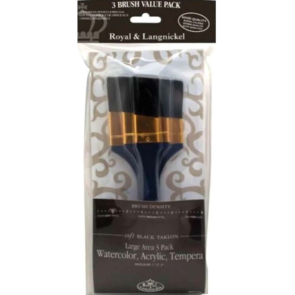 Royal and Langnickel Black Angular Taklon Brush Set 3pcs