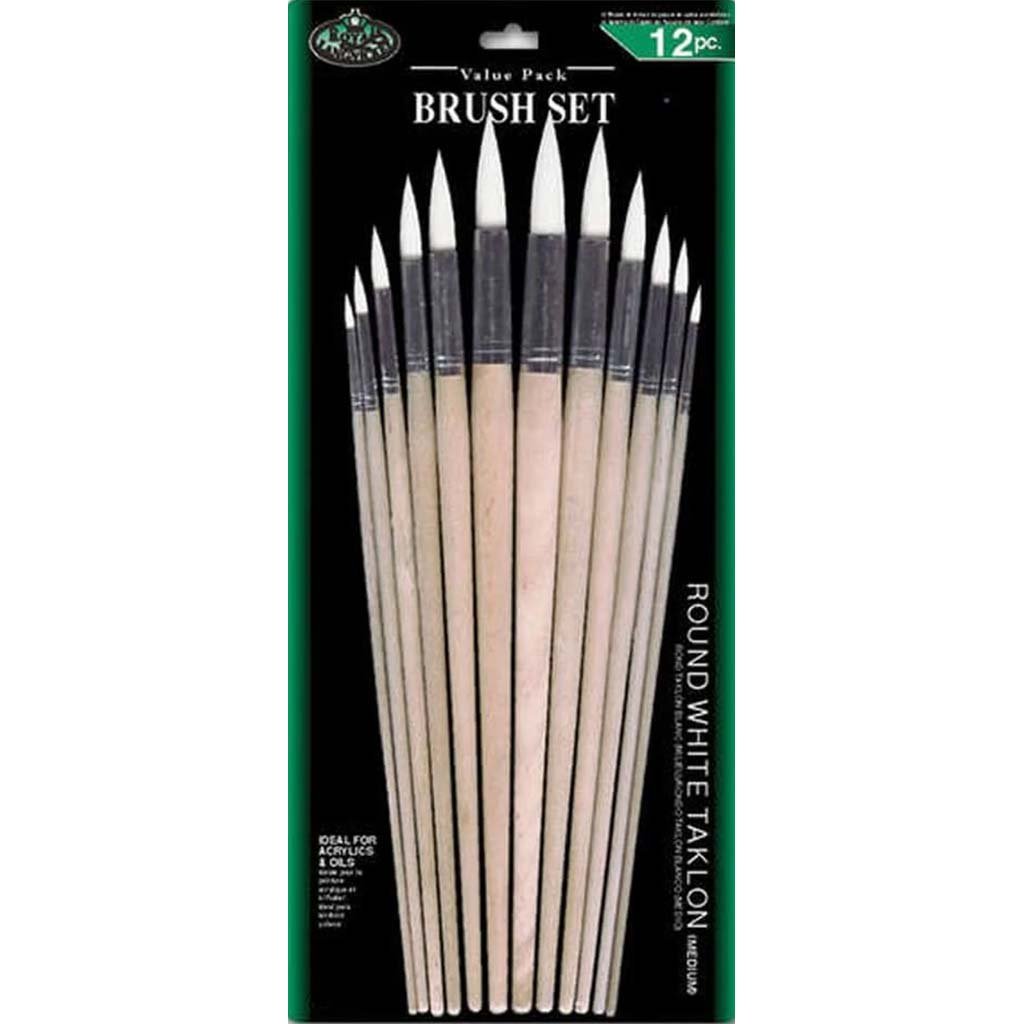 Royal and Langnickel White Taklon Round Brush Set 12pcs