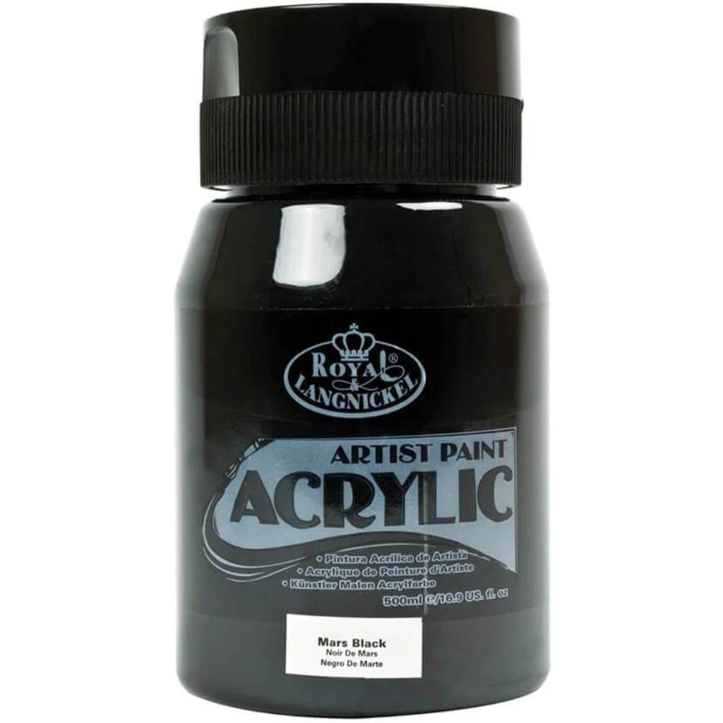 Essentials Acrylic Paint Jar 500ml Mars Black