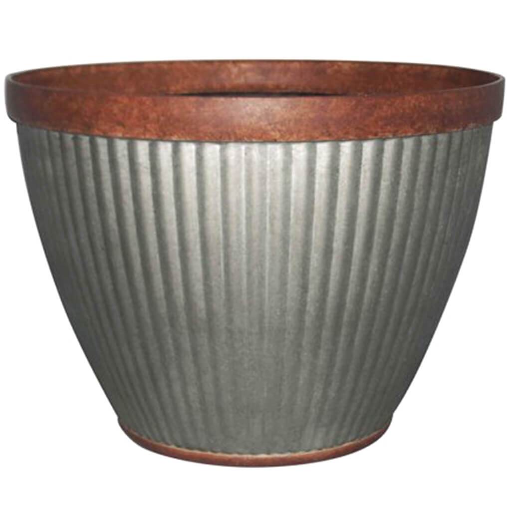 Westlake Round Planter Galvanized 15in