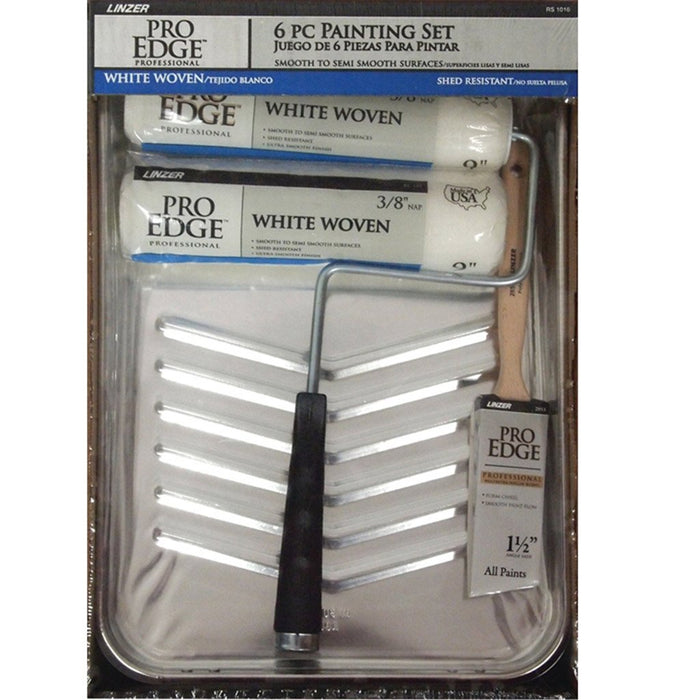 Deluxe White Woven Roller & Metal Tray 6 Piece Set