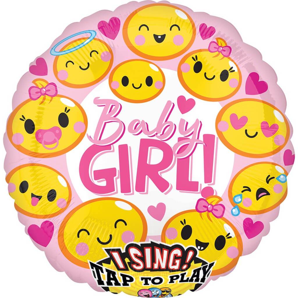 Sing A Tone Balloon Emoticon Baby Girl 28in