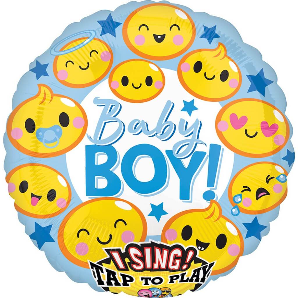 Sing A Tone Balloon Emoticon Baby Boy 28in