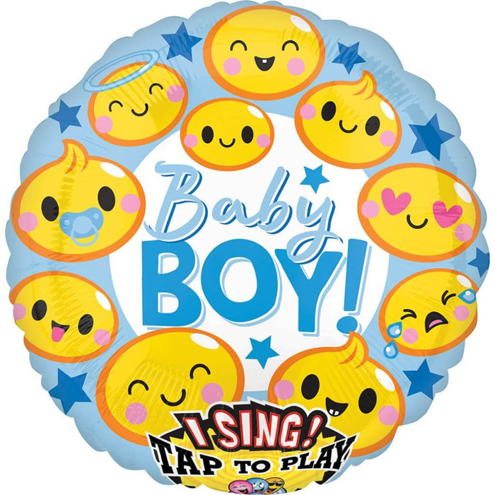Sing A Tone Balloon Emoticon Baby Boy 28in