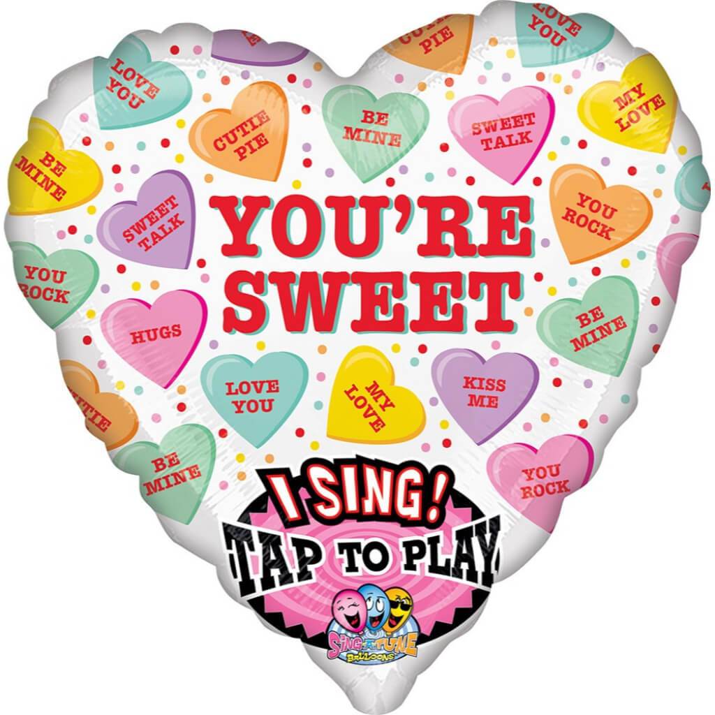 Sing A Tone Balloon Sweet Candy Hearts 28in