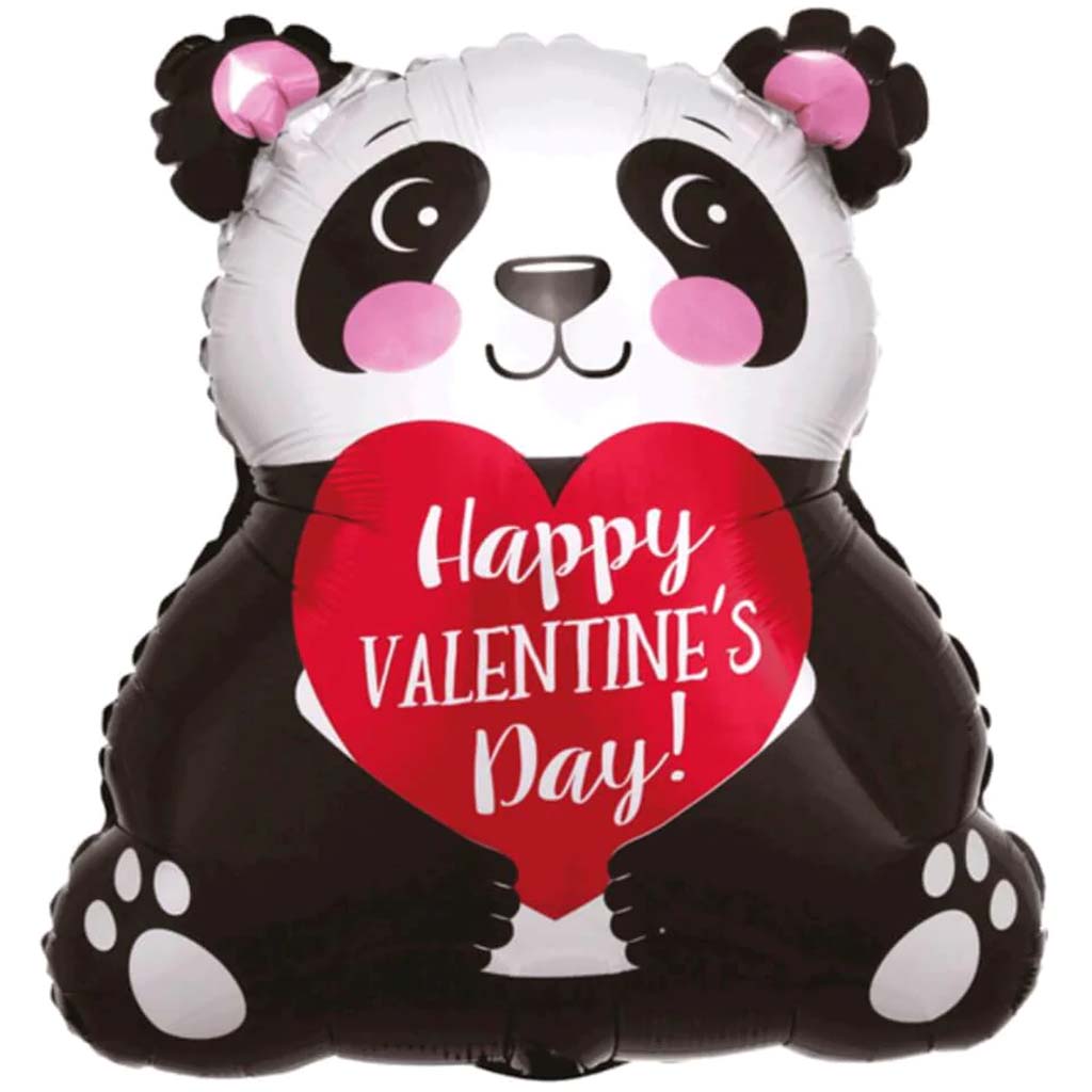 Happy Valentine's Day Heart Panda Junior Foil Balloon Shape 16in
