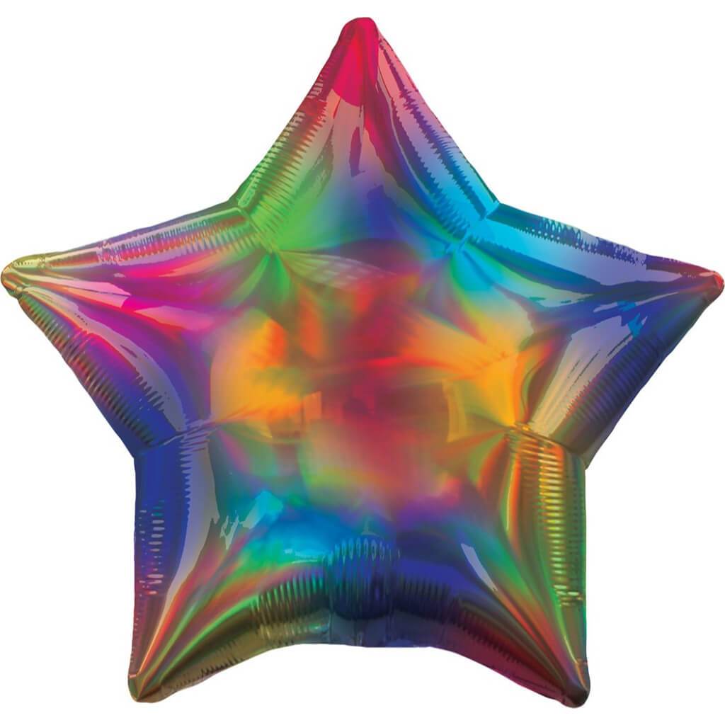 Foil Balloon Rainbow Iridescent Star 19in