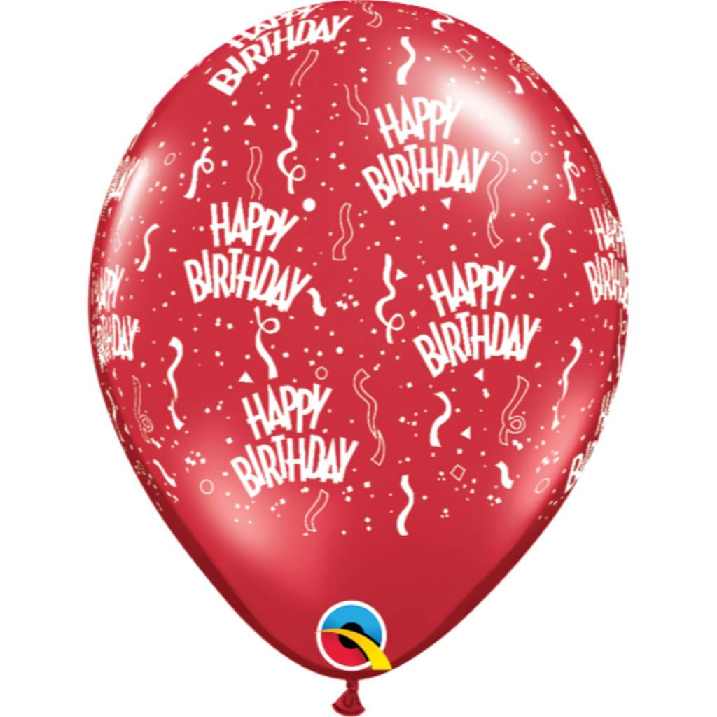 Latex Balloon Birthday Around Ruby Red 11in