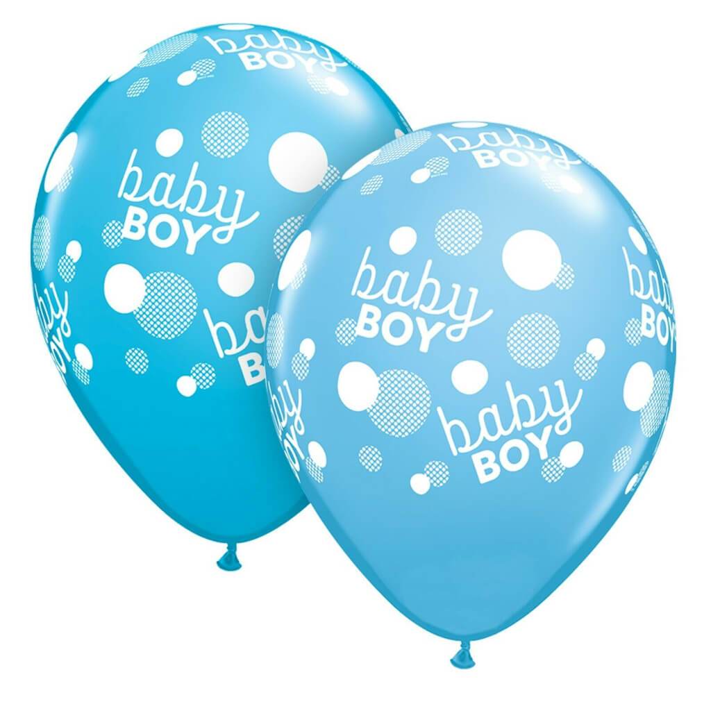 Latex Balloon Baby Boy Blue Dots Around 11in