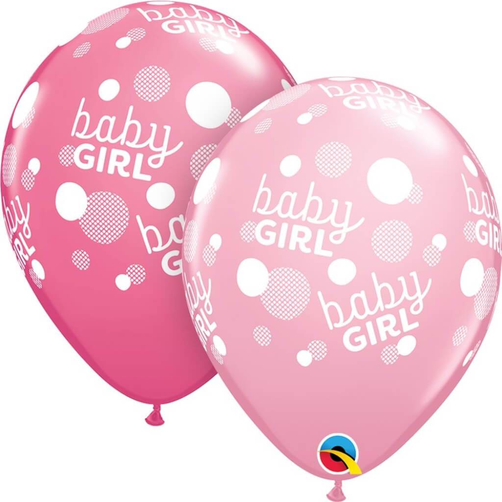 Latex Balloon Baby Girl Pink Dots Around 11in