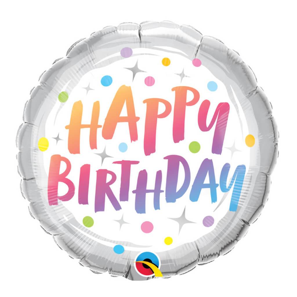 Foil Balloon Birthday Rainbow Dots 18in