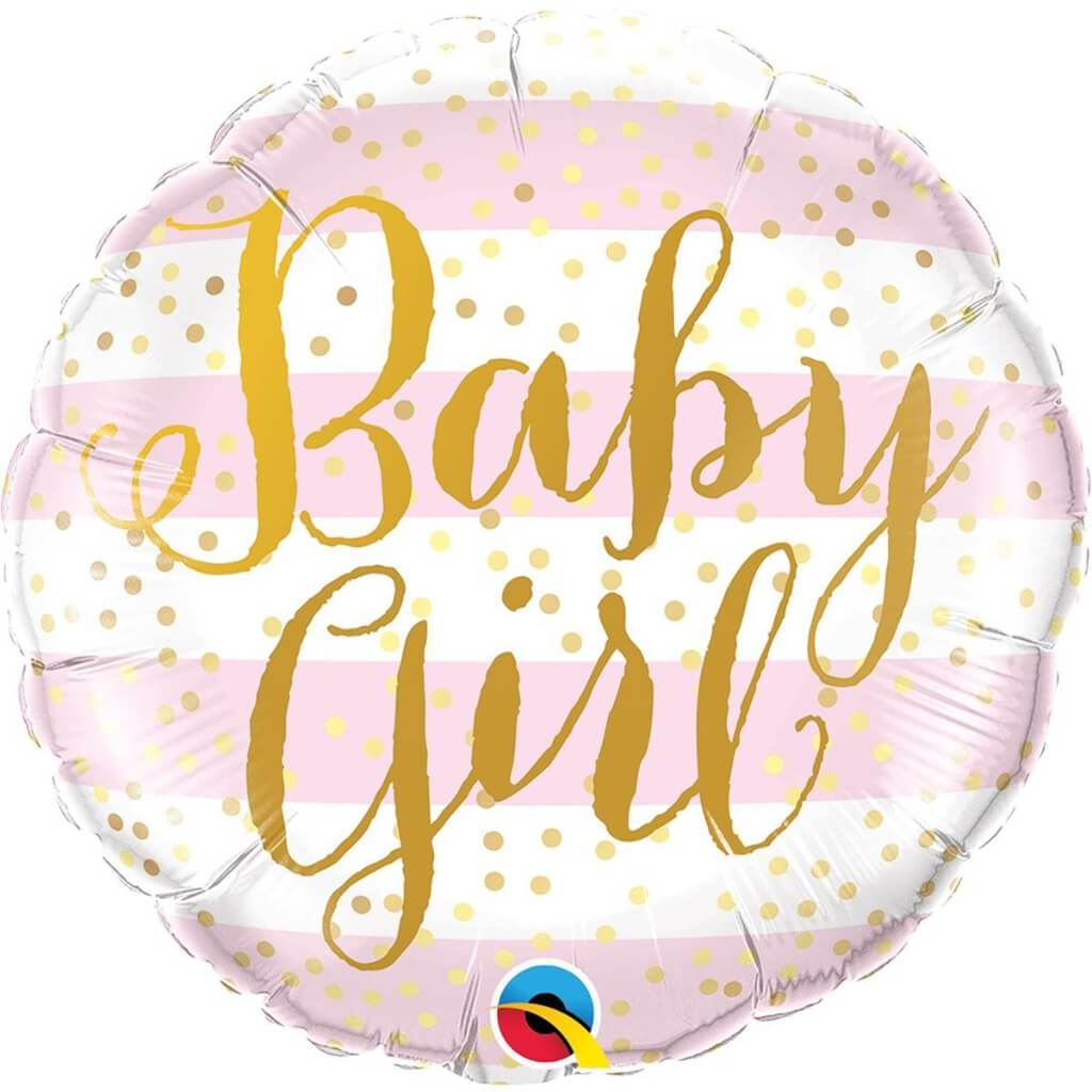 Foil Balloon Baby Girl Pink Stripes 18in