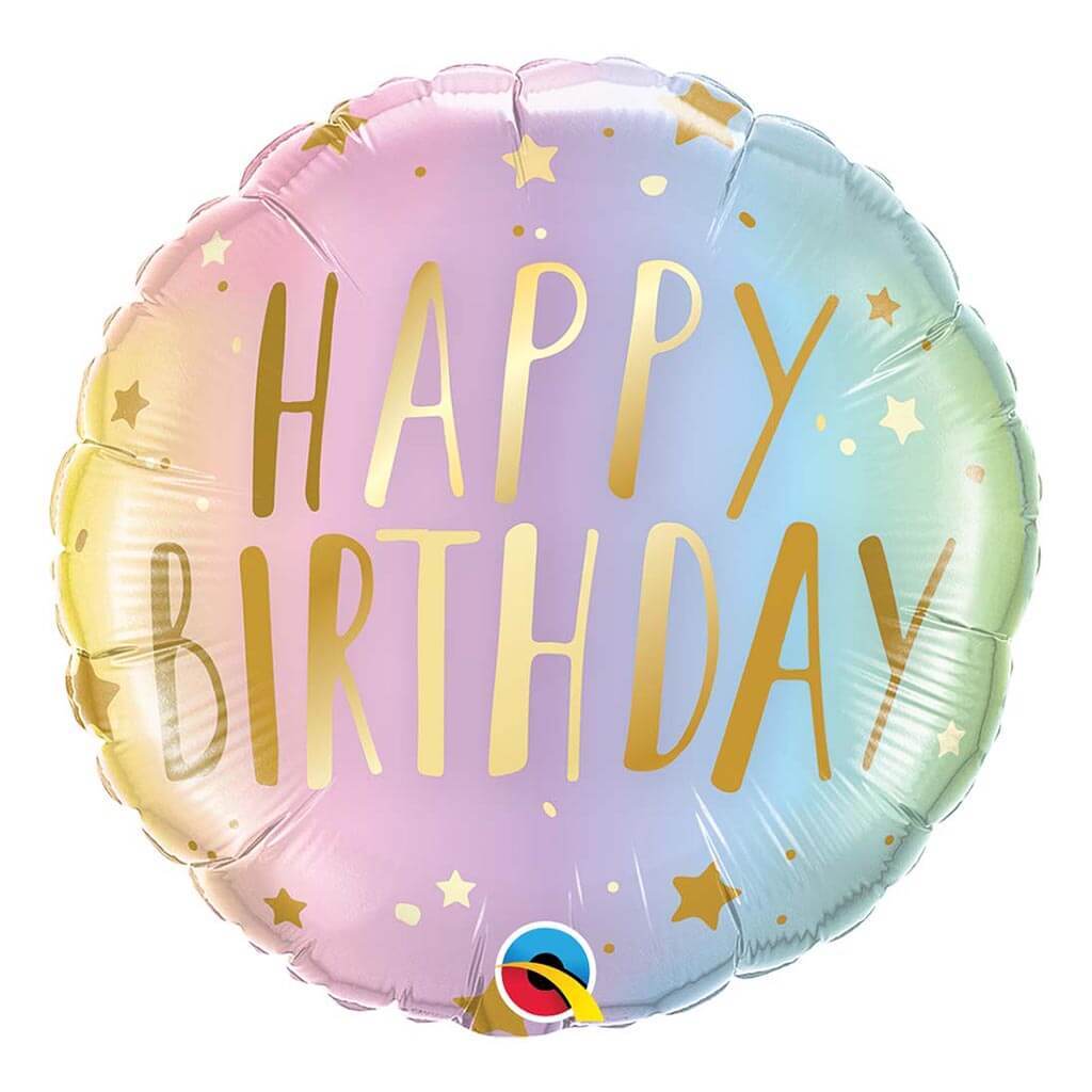 Foil Balloon Birthday Pastel Ombre &amp; Dots 18in