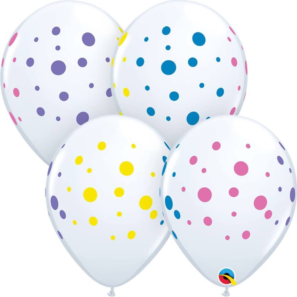 Latex Balloon Colorful Dots Around 11in