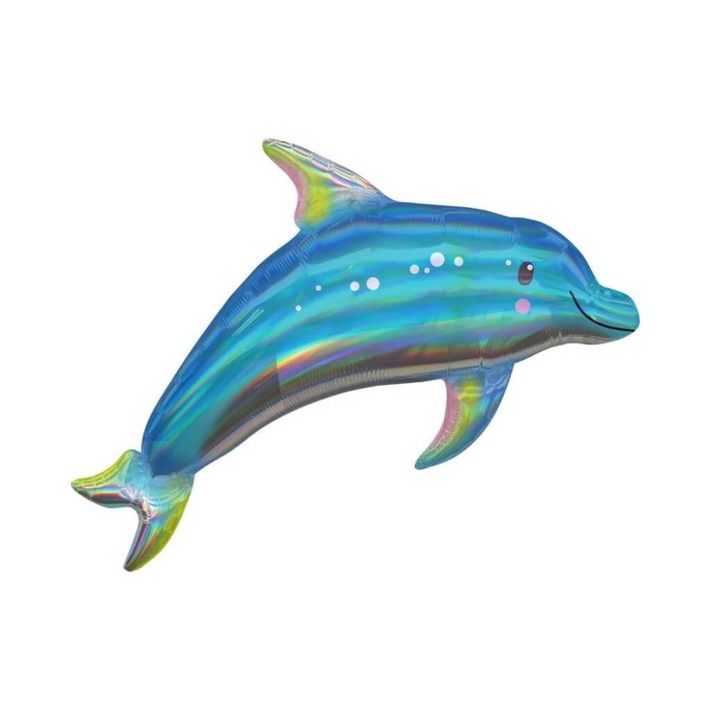 Super Shape Balloon Iridescent Blue Dolphin