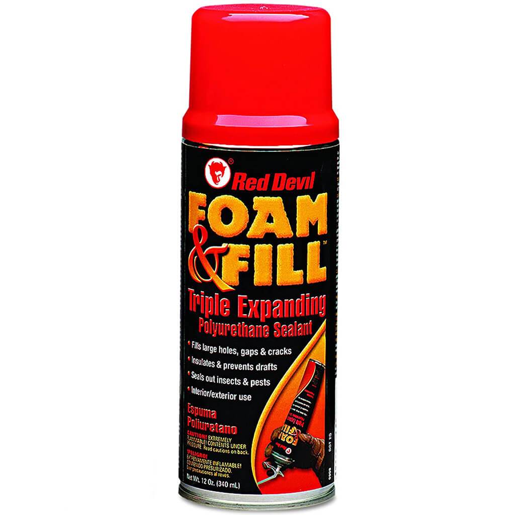 Red Devil Foam &amp; Fill Triple Expansion Foam Sealant, Champagne, 12oz Aerosol Can