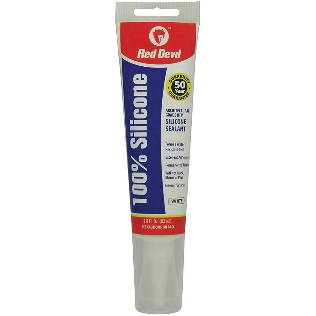 Red Devil Silicone Sealant, White, 2.8oz Squeeze Tube