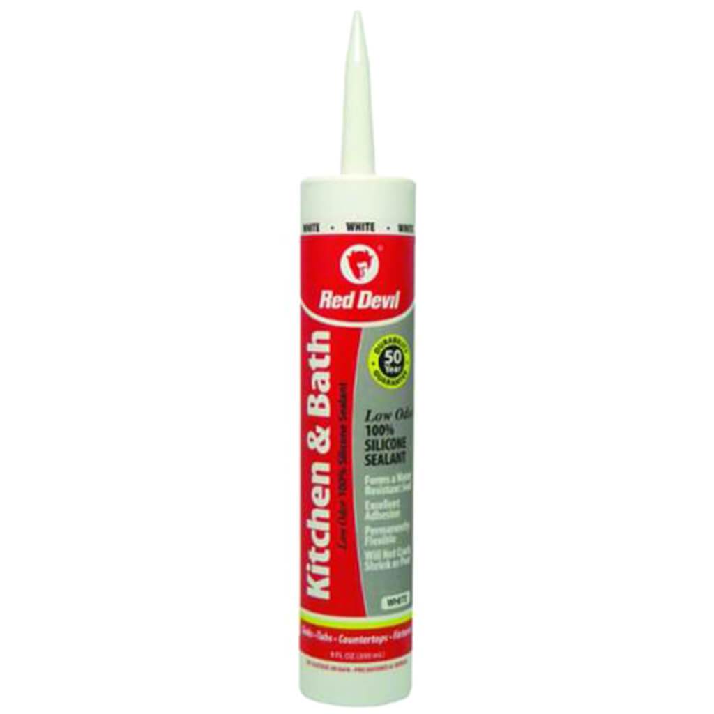 Red Devil Silicone Sealant, White, 10.1oz Cartridge