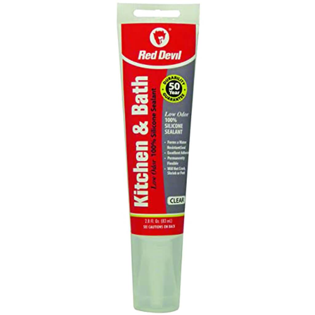 Red Devil Silicone Sealant, White, 2.8oz Tube