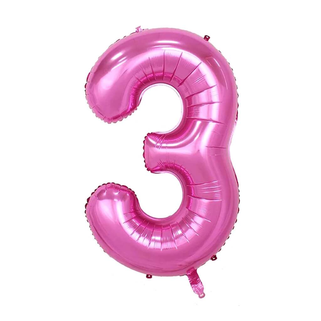 Giant Pink Foil Number 3 Balloon 34in