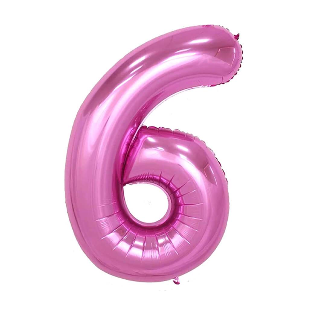 Giant Pink Foil Number 6 Balloon 34in