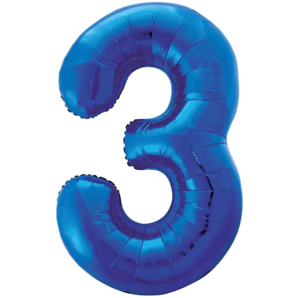 Giant Blue Foil Number 3 Balloon 34in