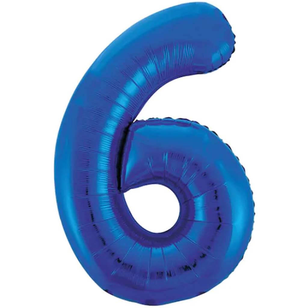 Giant Blue Foil Number 6 Balloon 34in