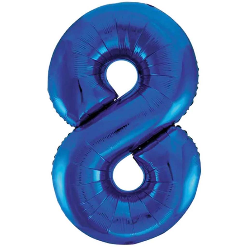 Giant Blue Foil Number 8 Balloon 34in