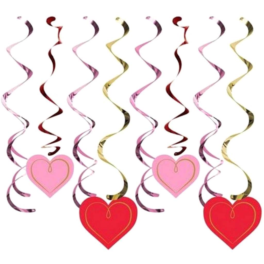 Gold Valentines Day 8ct Hanging Swirls Danglers