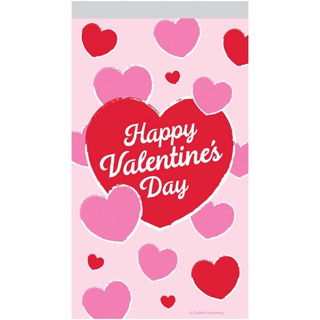 Happy Valentine&#39;s Day Hearts Treat Bags with Zipper Valentines Day