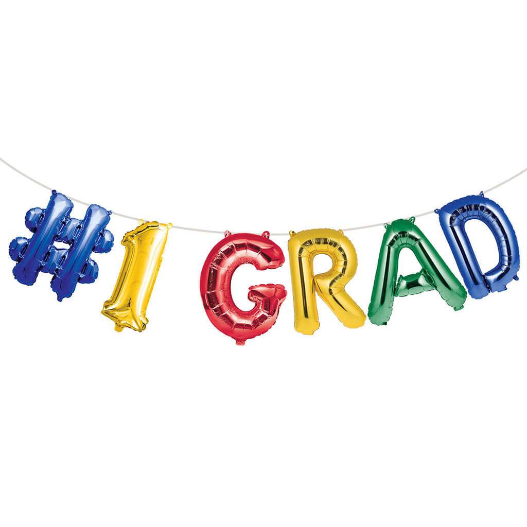 #1 Grad Balloon Banner 6ct