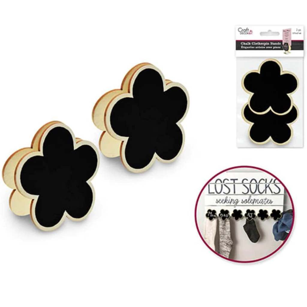 CHALK-IT-UP DUO-CLOTHESPIN STANDS 2PC FLOWER 2.75IN