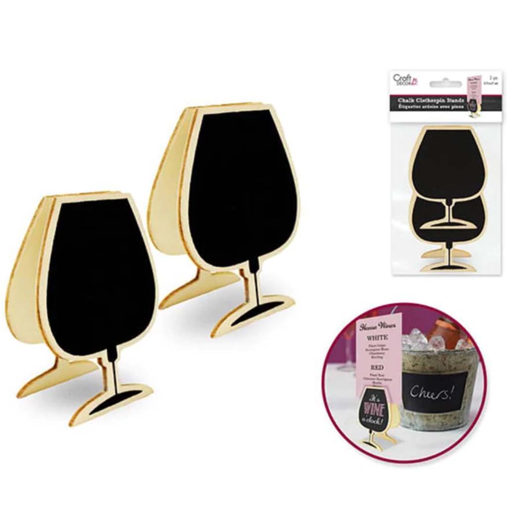 CHALK-IT-UP DUO-CLOTHESPIN STANDS 2PC VINO 2.75IN