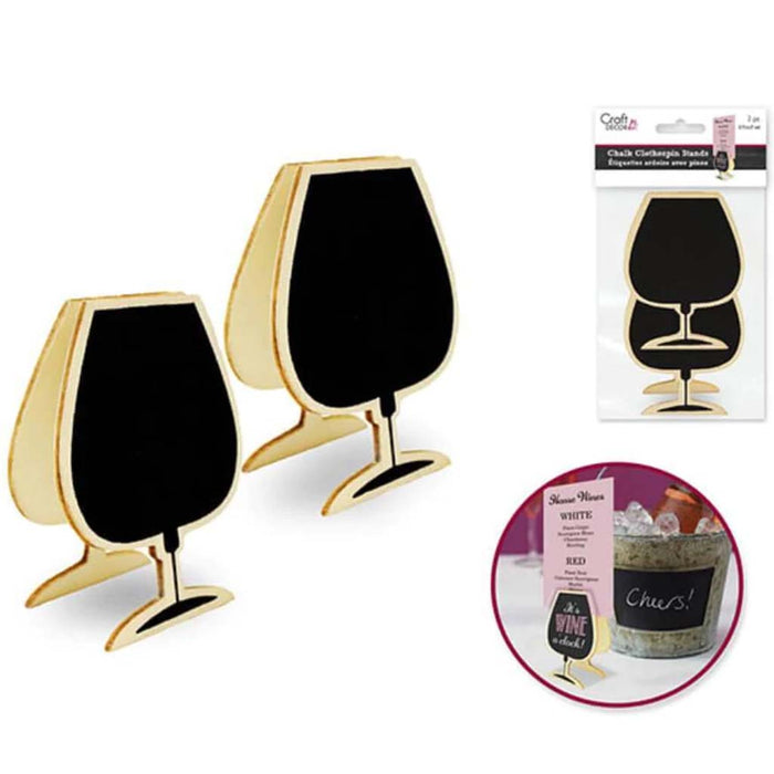 CHALK-IT-UP DUO-CLOTHESPIN STANDS 2PC VINO 2.75IN