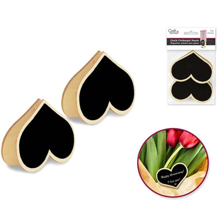 CHALK-IT-UP DUO-CLOTHESPIN STANDS 2PC HEART 2.75IN